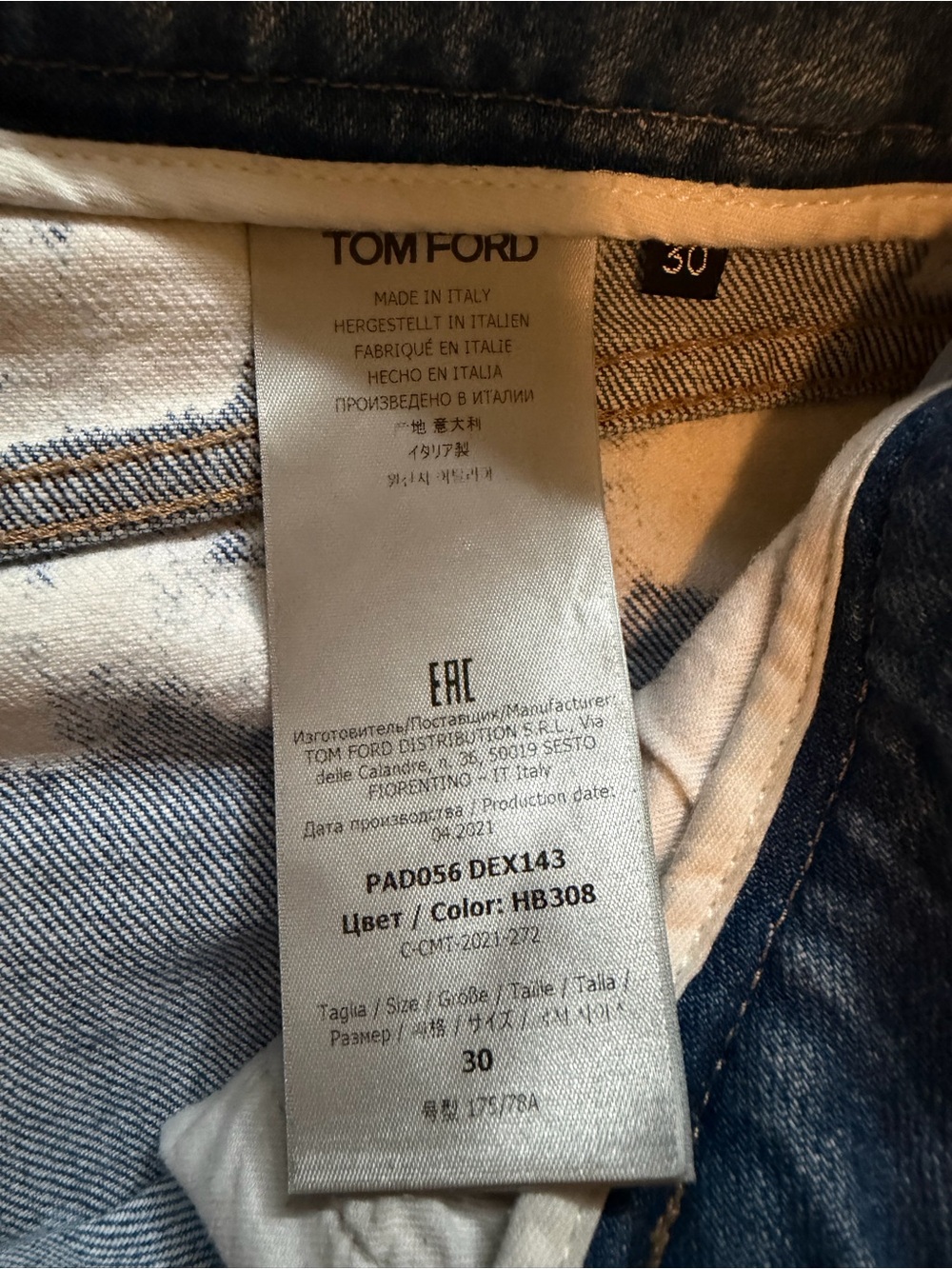 Tom Ford Tie Dye Bleached Blue Skinny Leg Denim Jeans with Branded Label 30 - Picture 9 of 10